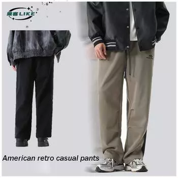 Four Seasons Men S Wear | American Trendy Tie Dyeing Paratrooper Pants Outdoor Straight Casual Pants Ins Large Pants M чёрный