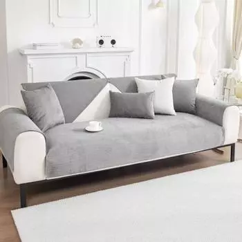 Four Seasons New Flannel Sofa Cushion Cover Seat Cushion Household Modern Simple Non Slip Corn Silk Fabric Sofa Cover 70X70cm 1pc