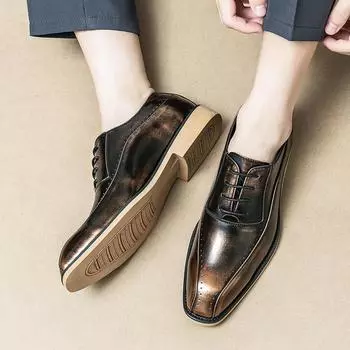 Four seasons new low-top lace-up personalized polishing casual leather shoes men s retro British style leather shoes 38