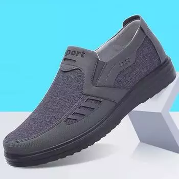 Four Seasons New Men s Casual Cloth Shoes Breathable Dad Shoes Casual and Comfortable Middle-aged and Elderly Dad Shoes Large Size Shoes 39