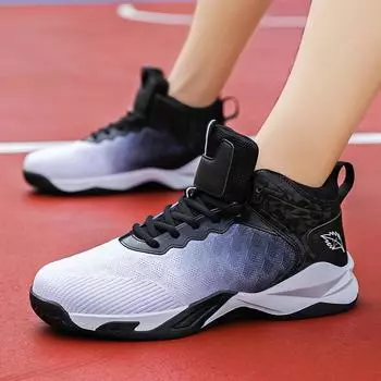 Four Seasons New Men s Shoes Basketball Shoes Flying Weaving Mesh Breathable Middle Help Training Shoes Foreign Trade Men s Sports Shoes 39 белый