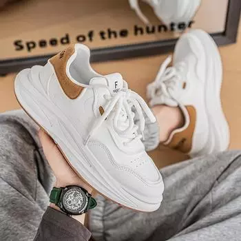 Four Seasons New Outdoor Casual Platform Shoes Men s Solid Color Lace-up Little White Shoes Korean Edition Trend Sports Board Shoes 39