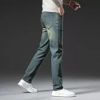 Four Seasons New Retro Jeans Men s Loose Straight 2024 Эластичные высококачественные универсальные повседневные длинные мужские брюки 28