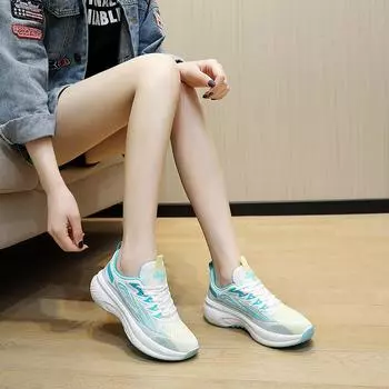 Four Seasons New Thick-soled Fashion Breathable Lightweight Women s Shoes Foreign Trade Outdoor Leisure Tide Flying Weaving Sports Women s Shoes 36