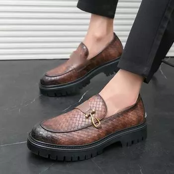 Four Seasons Новые мужские низкие деловые туфли в британском стиле с одной педалью на толстой подошве, увеличивающие рост, повседневные кожаные туфли для мужчин 38