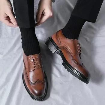 Four Seasons Новые повседневные кожаные туфли на шнуровке, большие размеры, мужские деловые кожаные туфли, низкие британские кожаные туфли 38