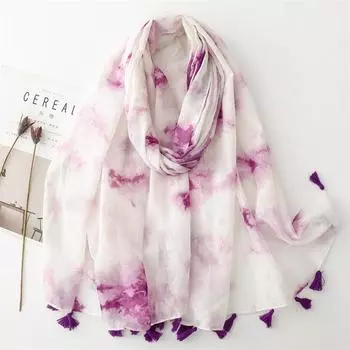 Four Seasons Plain Color Gradient Ink Painting Scarf Travel Sunscreen Silk Scarf Hanfu Accessories Photography Encryption Bali Yarn Shawl 180*88