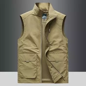 Four Seasons Средний возраст Открытый Повседневный Свободный Жилет Большого Размера Спортивный Многосекционный Жилет M серый