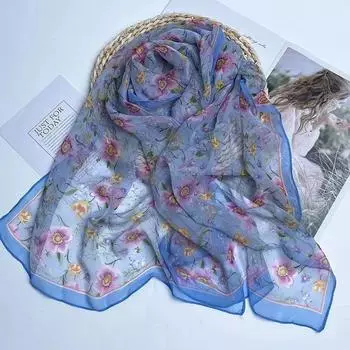 Four Seasons Thin Silk Scarf Women s Silk Scarf Long Versatile Fashion Shawl Scarf Beach Towel One Size