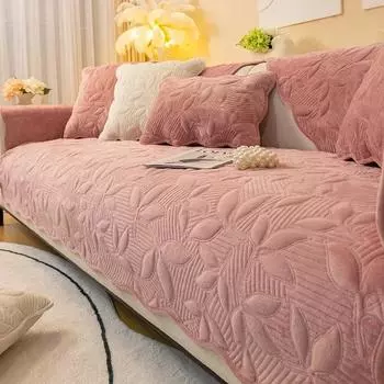 Four Seasons Толстая диванная подушка с узором из листьев Изысканная волнистая окантовка Полотенце для дивана Украсьте дом Атмосфера гостиной Мягкий чехол 70x70cm 1pcs