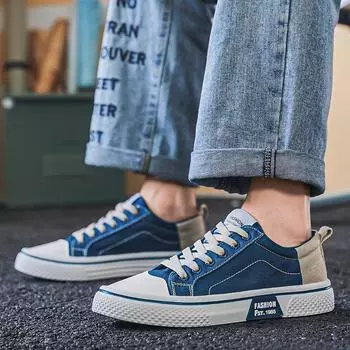 Four Seasons Trend Fashion Street Canvas Board Shoes Мужские низкие туфли на плоской подошве со шнуровкой Корейская версия повседневная обувь для студентов 37