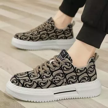 Four Seasons Trend Lightweight Low-top Casual Shoes Retro Style Student Contrasting Color Lace-up Platform Shoes Men s Cloth Sneakers 39