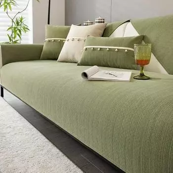 Four Seasons Universal Chenille Sofa Cover Sofa Pad Solid Color Tassels Sofa Mat for Living Room Non-Slip L Shaped Couch Cushion 70x70