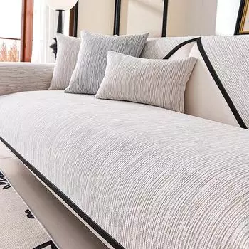 Four Seasons Universal Chenille Sofa Cover Sofa Pad Nordic Striped Sofa Mat for Living Room Non-Slip L Shaped Couch Cushion A 70x70