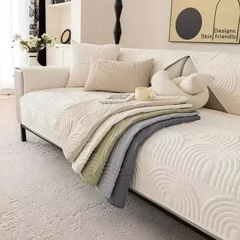 Four Seasons Universal Chenille Sofa Covers Anti Slip Sofa Mat Couch Slipcovers for Living Room Solid Color Sofa Towel Protector A 70x70