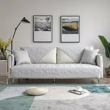 Four Seasons Universal Double-Sided Cotton Quilted Fabric Sofa Cushion Modern Simple Leather Sofa Cushion Towel 70*70