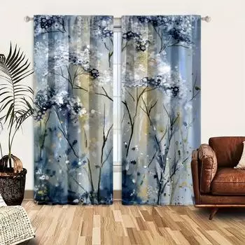 Four Seasons Universal Красочные цветочные цветы, Романтичные цветочные принты, Цифровая печать на шторах для гостиной Карманные шторы 2x50W160H(CM)40x63in&Hook