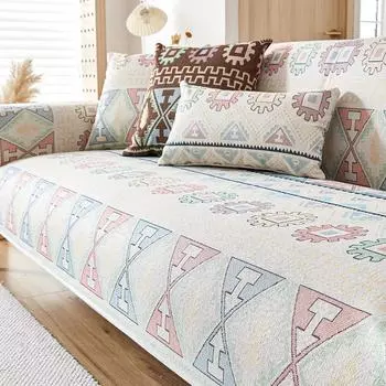 Four Seasons Universal Non-Slip Pure Cotton Fabric Cushion Simple Modern Leather Sofa Cover Cover ClothSofa Cushion Cotton 70x70cm