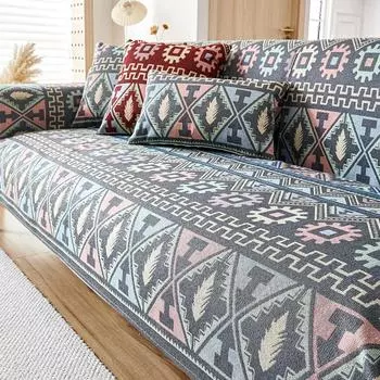 Four Seasons Universal Non-Slip Pure Cotton Fabric Cushion Simple Modern Leather Sofa Cover Cover ClothSofa Cushion Cotton 70x70