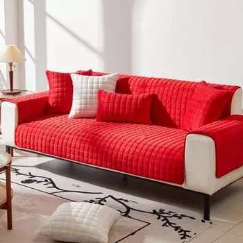 Four Seasons Universal Plush Sofa Cushion Plush Leather Non-Slip Thickened Cushion Simple Modern All-Inclusive Sofa Towel Slipcover 70*70cm
