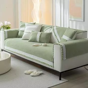 Four Seasons Universal Sofa Cushion Fur Ball Shenille Sofa Seat Cover Fresh Simple Cover Fabric Modern Simple Non-Slip Mat 70*70cm