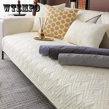 Four Seasons Universal Washed Cotton Pure Color Cotton Cloth Quilted Sofa Width, Modern Simple, Non-Slip, Sofa Width, Ponedetto. 70*70