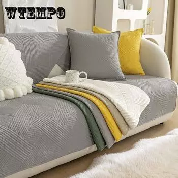 Four Seasons Universal Washed Cotton Quilted Geometry Sofa Cushion Modern Simple Non-Slip Sofa Cushion Towel 70*70