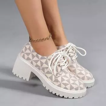 Four Seasons Versatile Trendy Casual Shoes 2024 Luxury Women s Elegant Thick Sole Sports Shoes Comfortable Outdoor Women s Shoes 35 бежевый