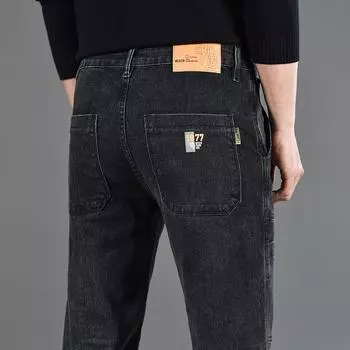 Four Seasons Wearable 2024 Новые джинсовые брюки High-End Splicing Slim Fit Small Straight Leg Мужские брюки 28