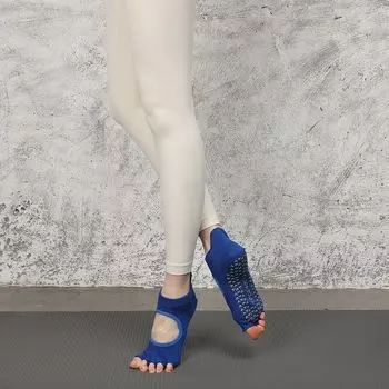 Four Seasons Wearable Pilates Socks Yoga Socks Non-Slip Professional Women Five-Finger Socks Cotton Sweat-Absorbent Sports Open Toe Dispensing Thin Pop sapphire blue