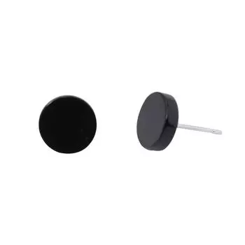 Fourpin Black Agate Stud Earrings Hip Hop Trend Easiest for Match Internet Celebrity High Quality Stylish S925 Silver Earrings Men and Women Black 8mm single