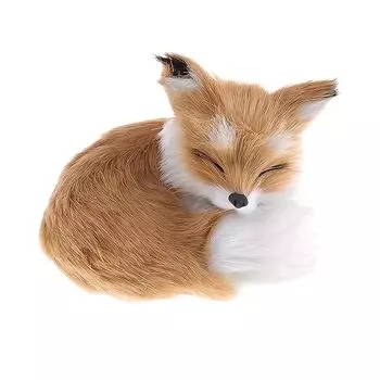 fox stuffed toy cute sleeping interior sleeping on knees handmade (Brown) [product]