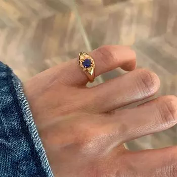 Foxanry Gold Color Blue Zircon Star Tail Rings For Women Couples Изысканные модные элегантные темпераментные помолвочные ювелирные изделия Подарки resizable