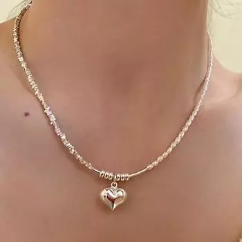 Foxanry Love Heart кулон ожерелье для женщин модные индивидуальные романтические юбилейные ювелирные аксессуары подарки 50cm серебряный