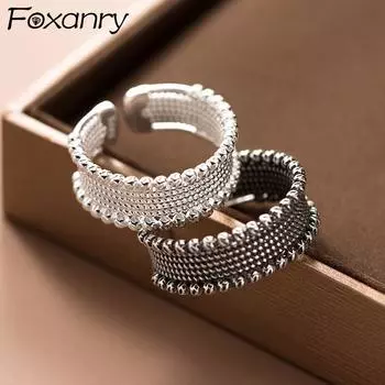 Foxanry минималистичные кольца на палец неправильной формы для женщин, пары, модные элегантные ювелирные изделия ручной работы с геометрическим рисунком, подарки для вечеринок 17mm серебряный