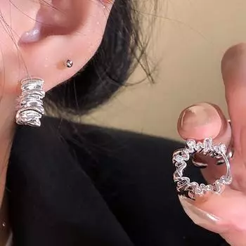 Foxanry нерегулярные складные серьги для женщин, модные винтажные минималистичные обручальные ювелирные аксессуары, подарки, предотвращают аллергию 8mm золотой