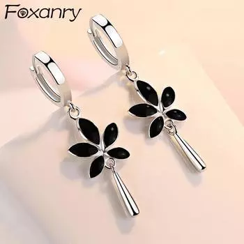 Foxanry новые модные серьги с кленовым листом для женщин, пары, предотвращают аллергию, модные элегантные вечерние ювелирные изделия, подарки as Shown серебряный