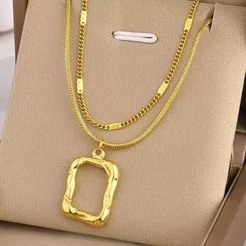 Foxanry ожерелье из нержавеющей стали 316L для женщин, индивидуальные полые нерегулярные геометрические вечерние ювелирные изделия, подарки, оптовая продажа 50cm золотой