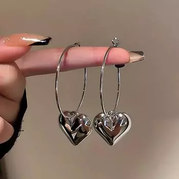 Foxanry предотвращают аллергию, геометрические серьги с сердцем для женщин и девочек, модные минималистичные милые ювелирные изделия для помолвки, подарки 8mm серебряный