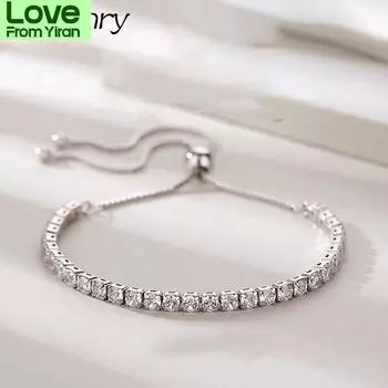 Foxanry регулируемые браслеты из стерлингового серебра 925 пробы для женщин, аксессуары для вечеринок, модные элегантные сверкающие циркониевые украшения для невесты, подарки