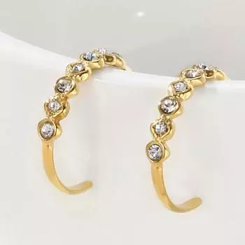 Foxanry серьги с цирконием из нержавеющей стали 316L для женщин, винтажные C-образные геометрические ювелирные изделия на юбилей, подарок, оптовая продажа