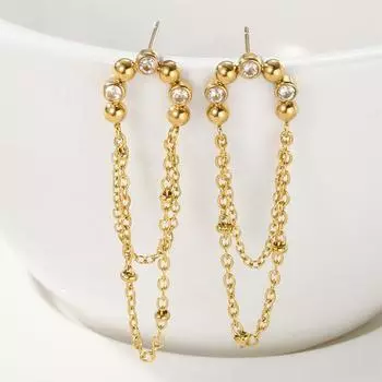 Foxanry серьги с кисточками из нержавеющей стали 316L для женщин, элегантные U-образные геометрические обручальные ювелирные аксессуары, подарки 8mm золотой