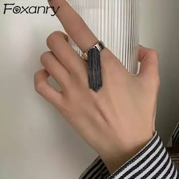 FOXANRY серебряные кольца для женщин, модные, элегантные, очаровательные, винтажные, креативные, уникальные, с кисточками, тайские серебряные вечерние украшения as Shown серебряный