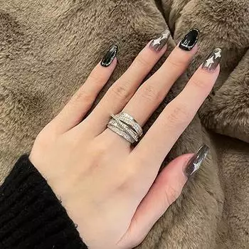 Foxanry сверкающее кольцо с цирконом для женщин и девочек, винтажные индивидуальные линии, перекрещенные юбилейные вечерние ювелирные аксессуары, подарки 8mm серебряный