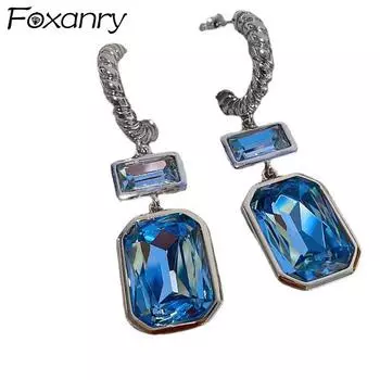 Foxanry сверкающие циркониевые серьги-капли для предотвращения аллергии для женщин и пар, модные элегантные новые модные вечерние ювелирные изделия, подарки