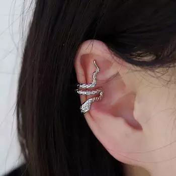 Foxanry змеиные геометрические серьги для женщин, креативные винтажные зажимы для ушей в стиле хип-хоп, вечерние ювелирные аксессуары, подарки 8mm серебряный