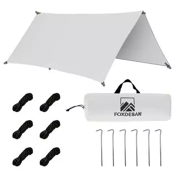 Foxdeban водонепроницаемый кемпинговый брезент солнце дождь свет УФ высокое давление воды 300D высокая плотность водонепроницаемый чехол для хранения УФ на открытом воздухе для 4 человек серый