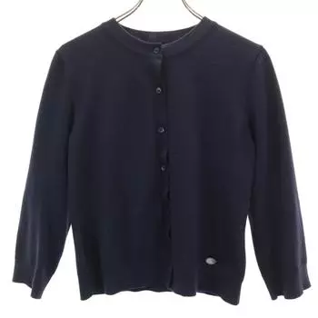 FOXEY made in Japan 7 minutes sleeve knit cardigan 40 Navy Women Used