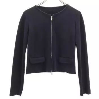 FOXEY made in Japan Long sleeve Zip up cardigan 38 dark blue Women Used