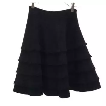 FOXEY made in Japan Midi length knit Tiered skirt 38 black Women Used